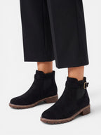 Women's Suede Buckle Chunky Sole Chelsea Boots