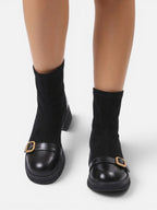 Women's Suede Buckle Zip Ankle Boots