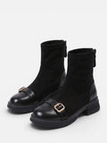 Women's Suede Buckle Zip Ankle Boots