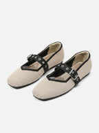 Women's Knit Eyelet Strap Mary Jane Ballet Flats