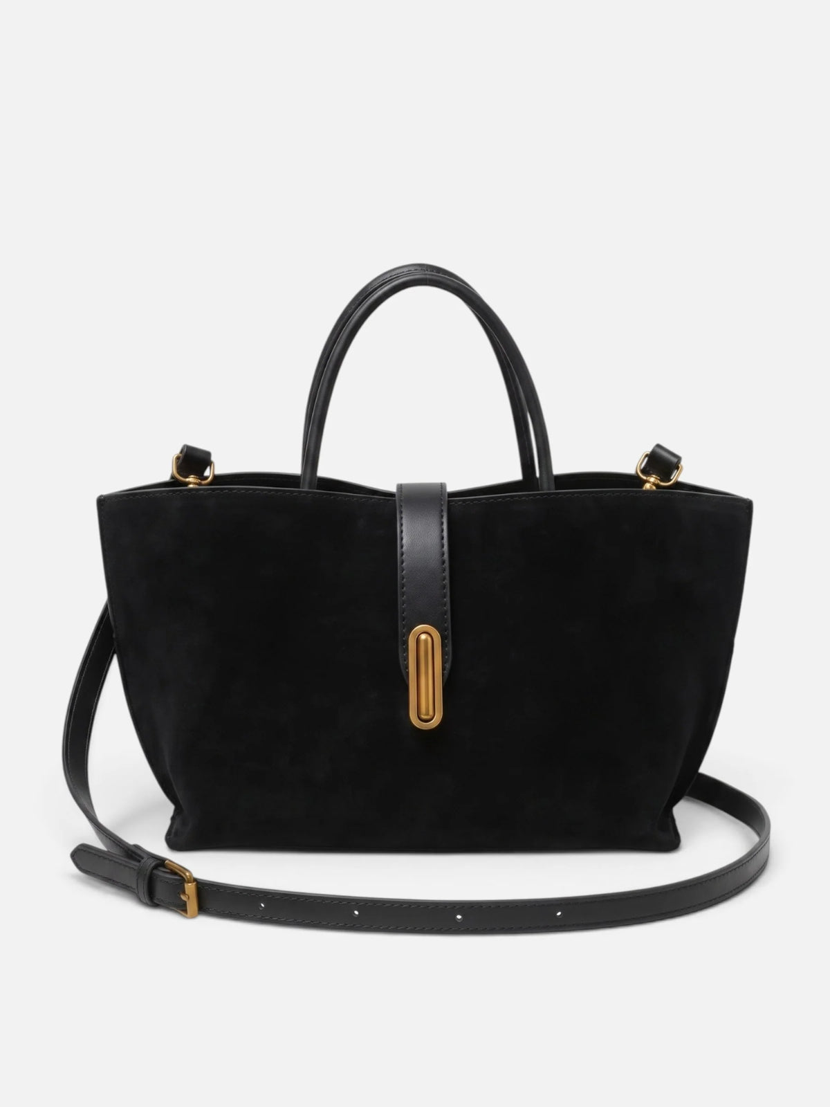 Women's Suede Look Turn-Lock Tote Bag