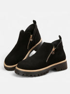 Women's Suede Zip Chunky Sole Ankle Boots