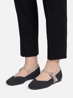 Women's Knit Eyelet Strap Mary Jane Ballet Flats