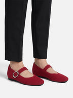 Women's Knit Buckle Mary Jane Ballet Flats