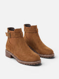 Women's Suede Buckle Chunky Sole Chelsea Boots