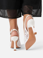 Women's Floral Lace Slingback Pointed Toe Pumps