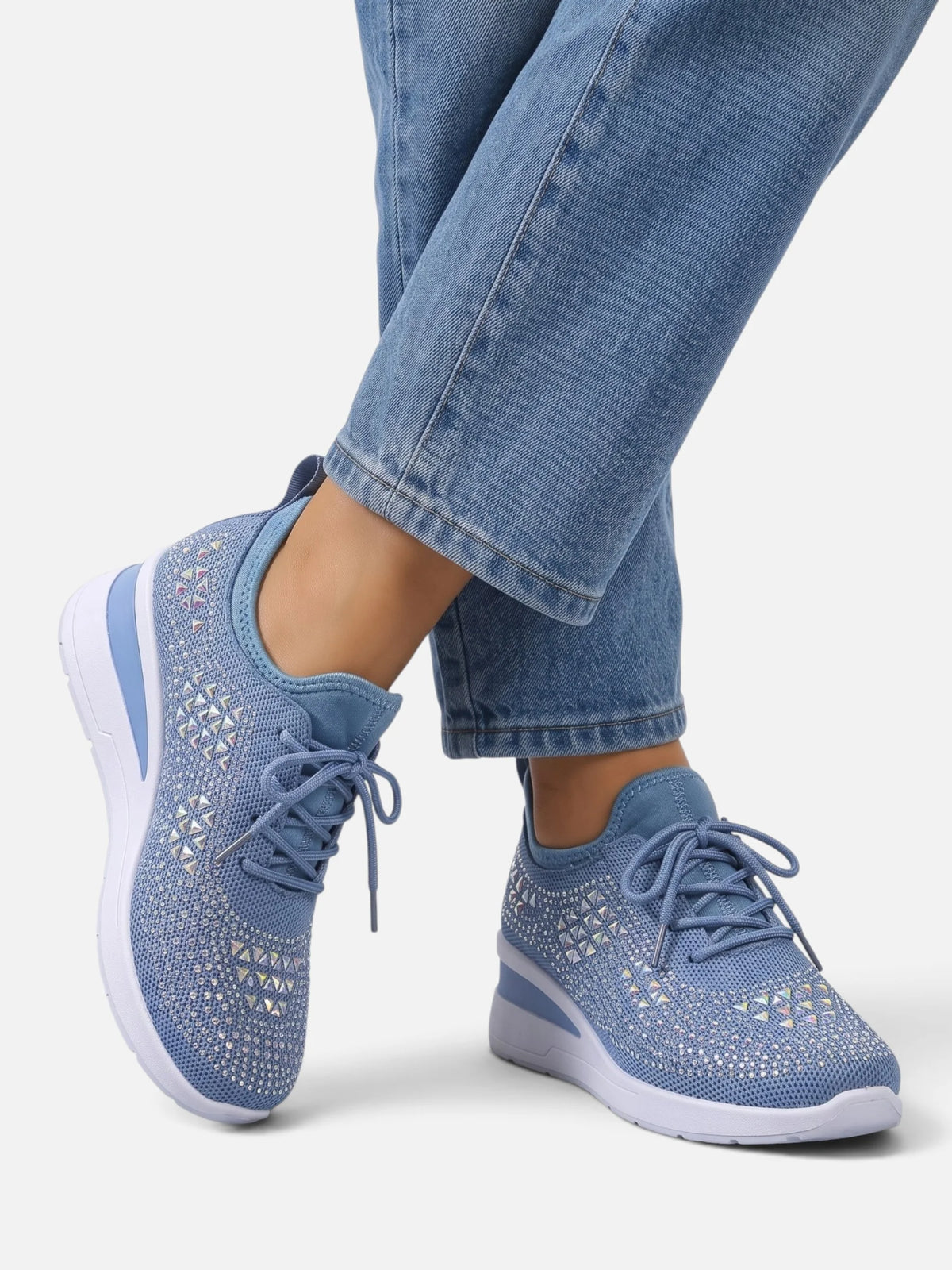 Women's Rhinestone Wedge Sneakers