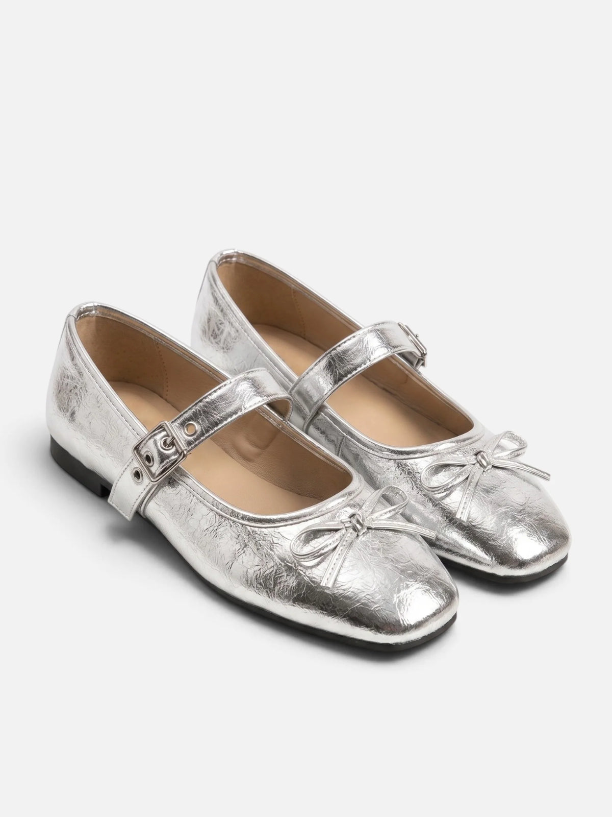 Women's Suede Mary Jane Bow Buckle Ballet Flats