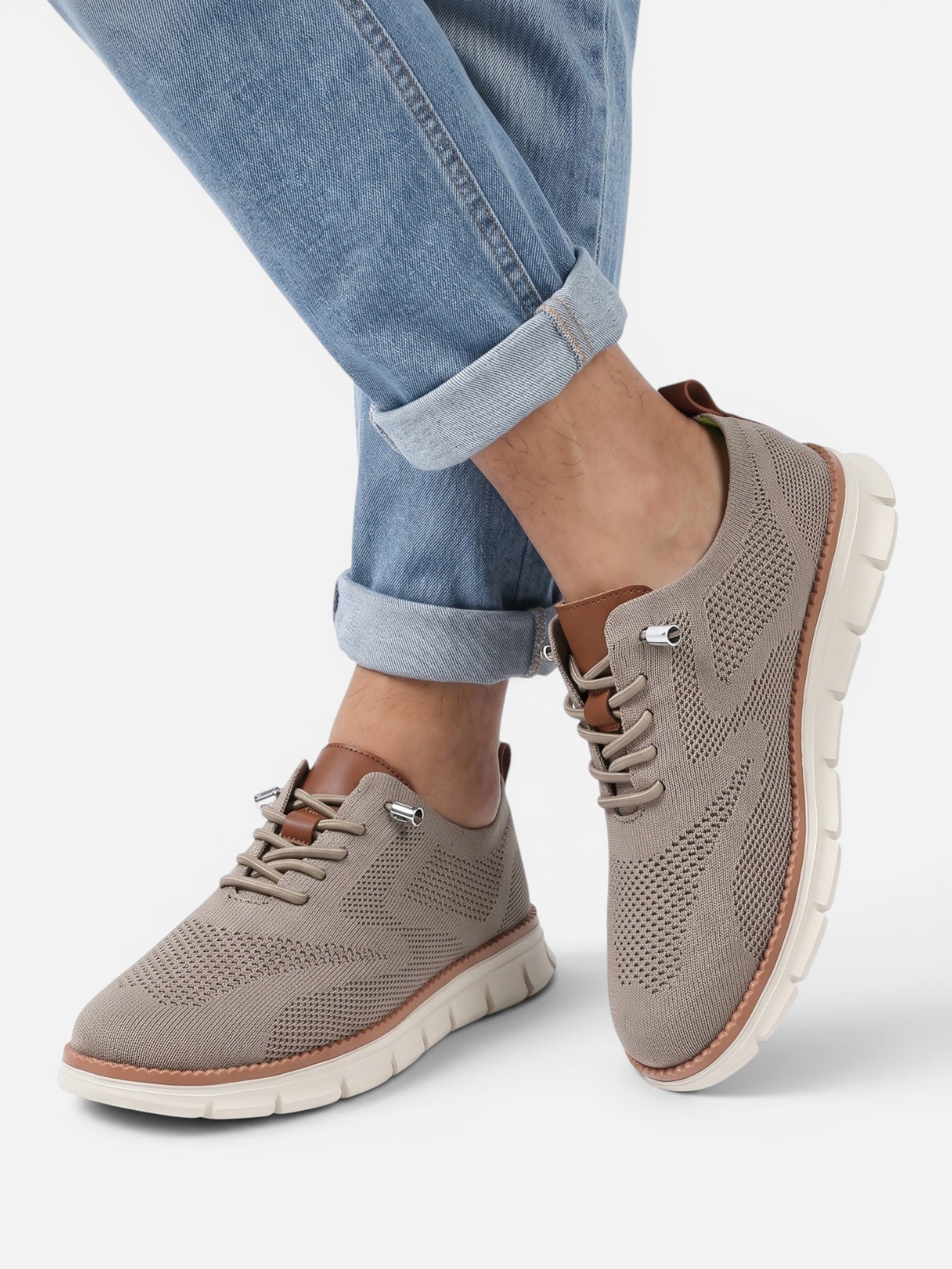 Men's Knit Lace-Up Chunky Sole Sneakers