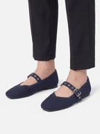 Women's Knit Eyelet Strap Mary Jane Ballet Flats