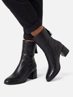 Women's Leather Block Heel Tassel Ankle Boots