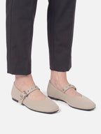 Women's Knit Eyelet Strap Mary Jane Ballet Flats