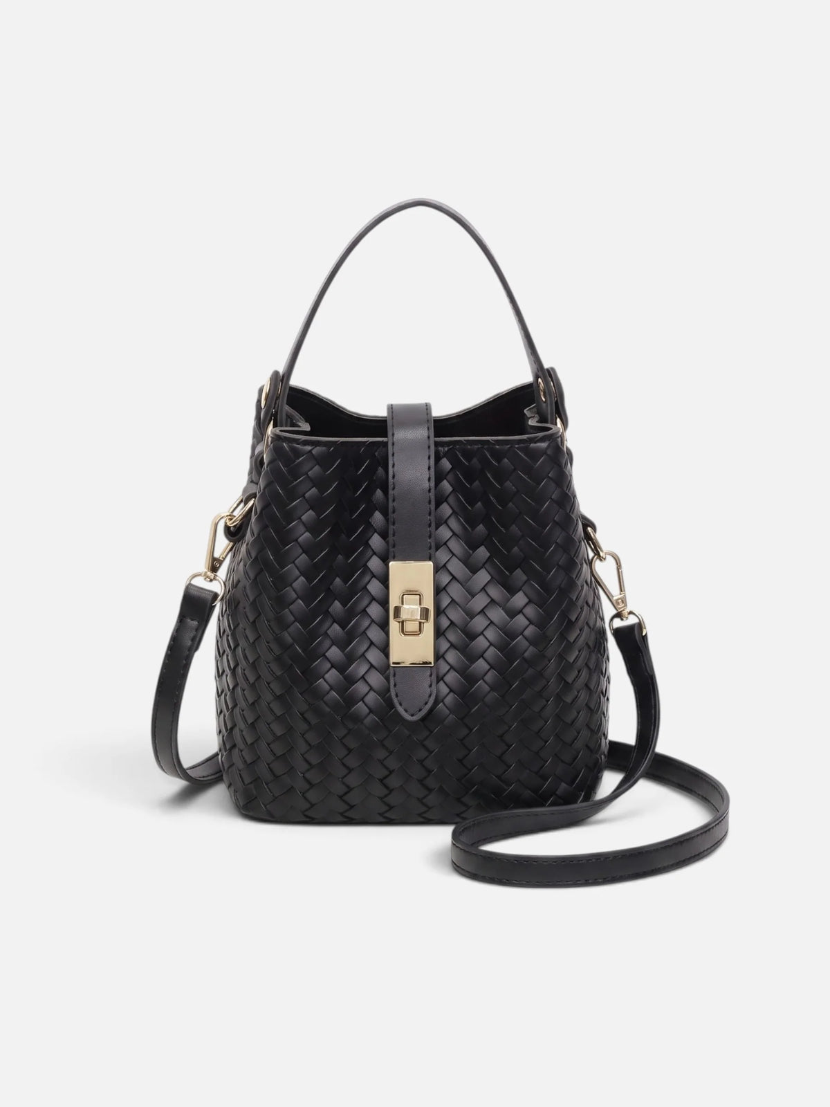 Women's Woven Leather Look Bucket Bag