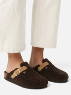 Women's Shearling Look Buckle Clogs