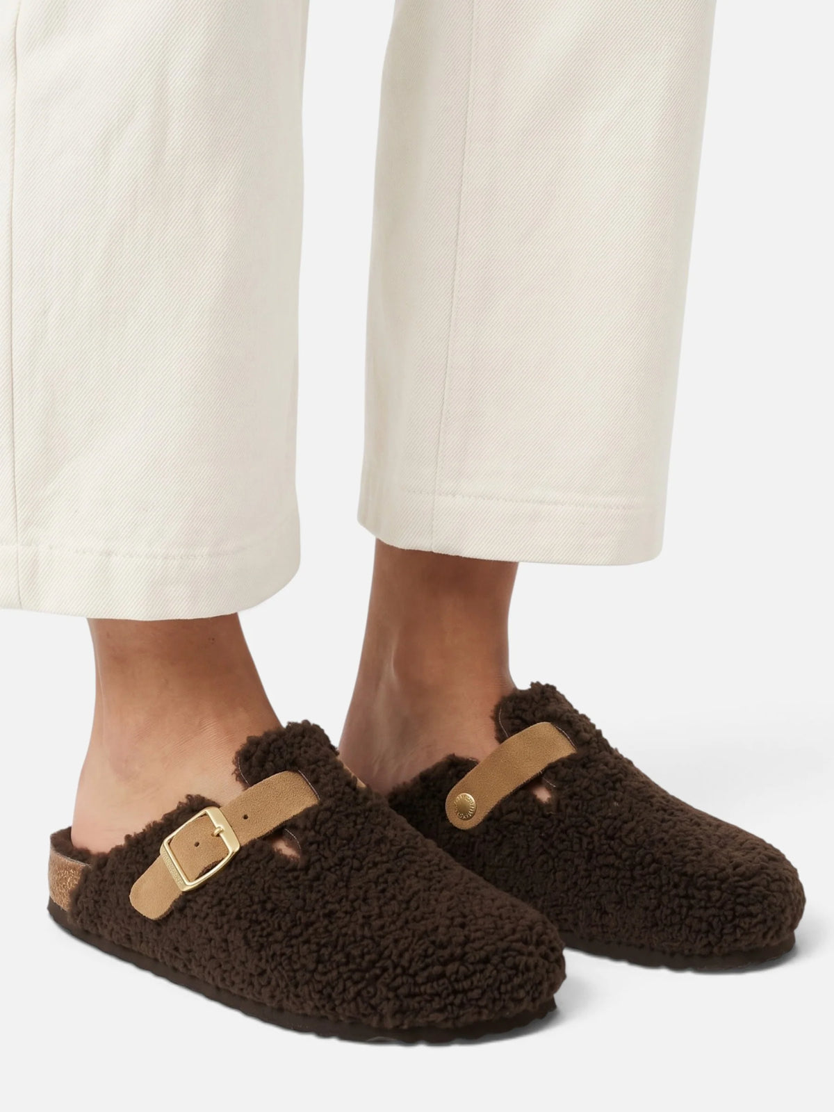Women's Shearling Look Buckle Clogs