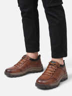 Men's Leather Look Lace-Up Chunky Sole Walking Shoes