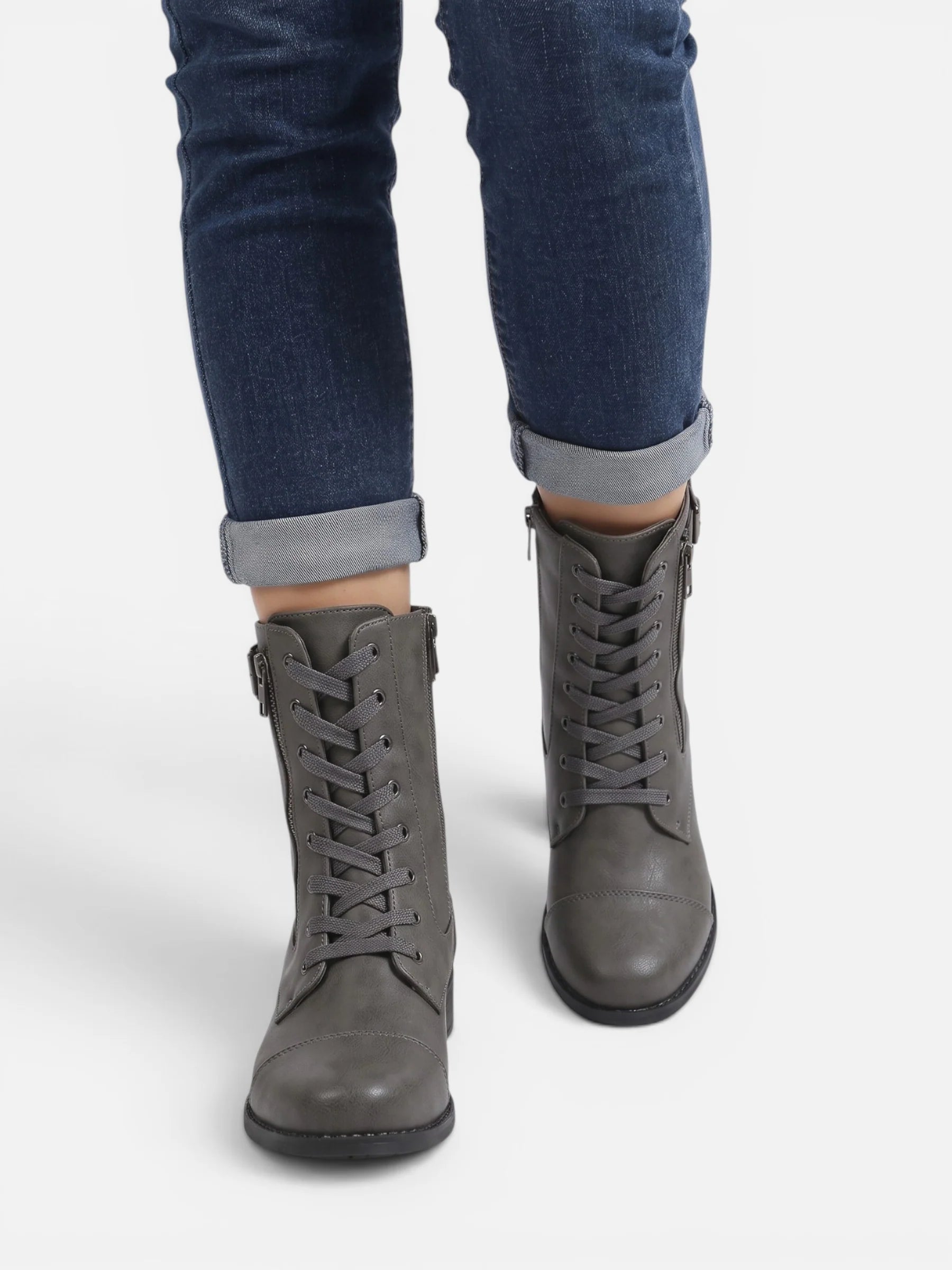 Women's Leather Lace-Up Combat Boots