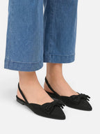 Women's Suede Pointed Toe Slingback Flat with Bow