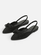 Women's Suede Pointed Toe Slingback Flat with Bow