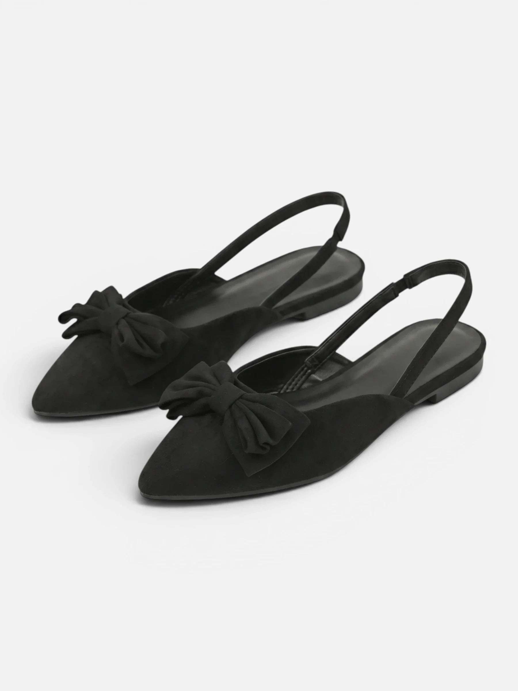 Women's Suede Pointed Toe Slingback Flat with Bow