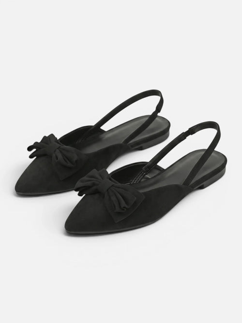 Women's Suede Pointed Toe Slingback Flat with Bow