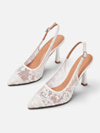 Women's Floral Lace Slingback Pointed Toe Pumps