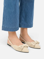 Women's Suede Pointed Toe Slingback Flat with Bow
