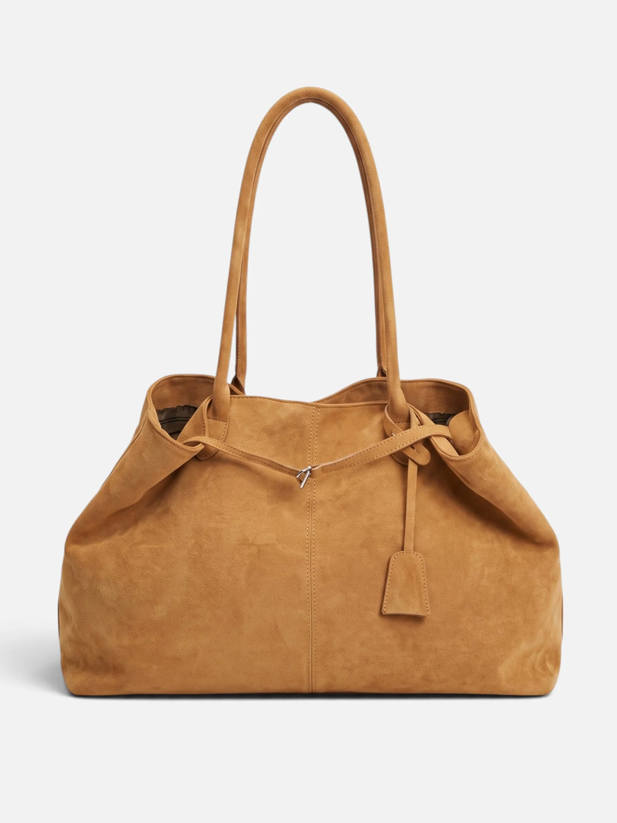 Women's Suede Look Buckle Tote Bag