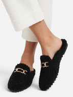 Women's Sherpa Chain Mule Loafers