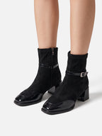 Women's Suede Buckle Block Heel Ankle Boots