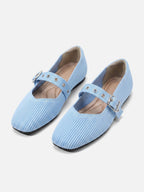 Women's Knit Eyelet Strap Mary Jane Ballet Flats