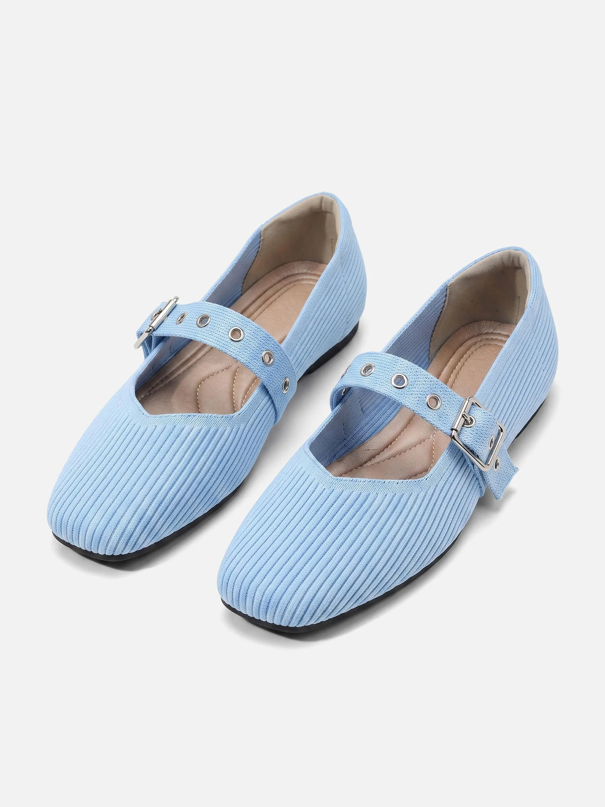 Women's Knit Eyelet Strap Mary Jane Ballet Flats