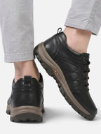 Men's Leather Look Lace-Up Chunky Sole Walking Shoes
