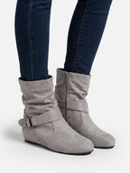 Women's Suede Look Slouchy Buckle Ankle Boots