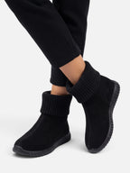 Women's Suede Look Knit Cuff Sock Boots