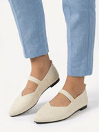 Women's Knit Pointed Toe Mary Jane Ballet Flat