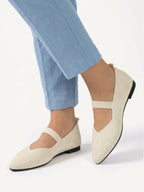 Women's Knit Pointed Toe Mary Jane Ballet Flat
