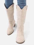 Women's Suede Look Embroidered Tall Cowboy Boots
