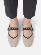 Women's Knit Eyelet Strap Mary Jane Ballet Flats