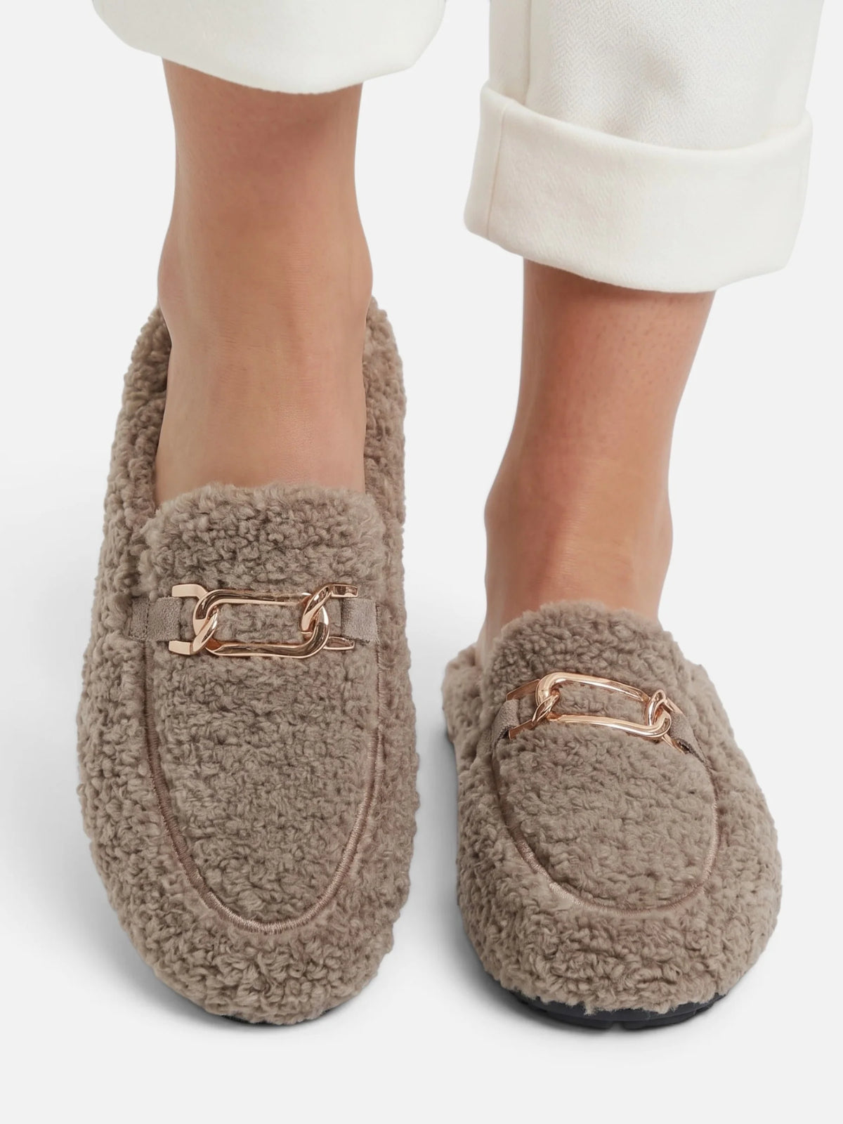 Women's Sherpa Chain Mule Loafers