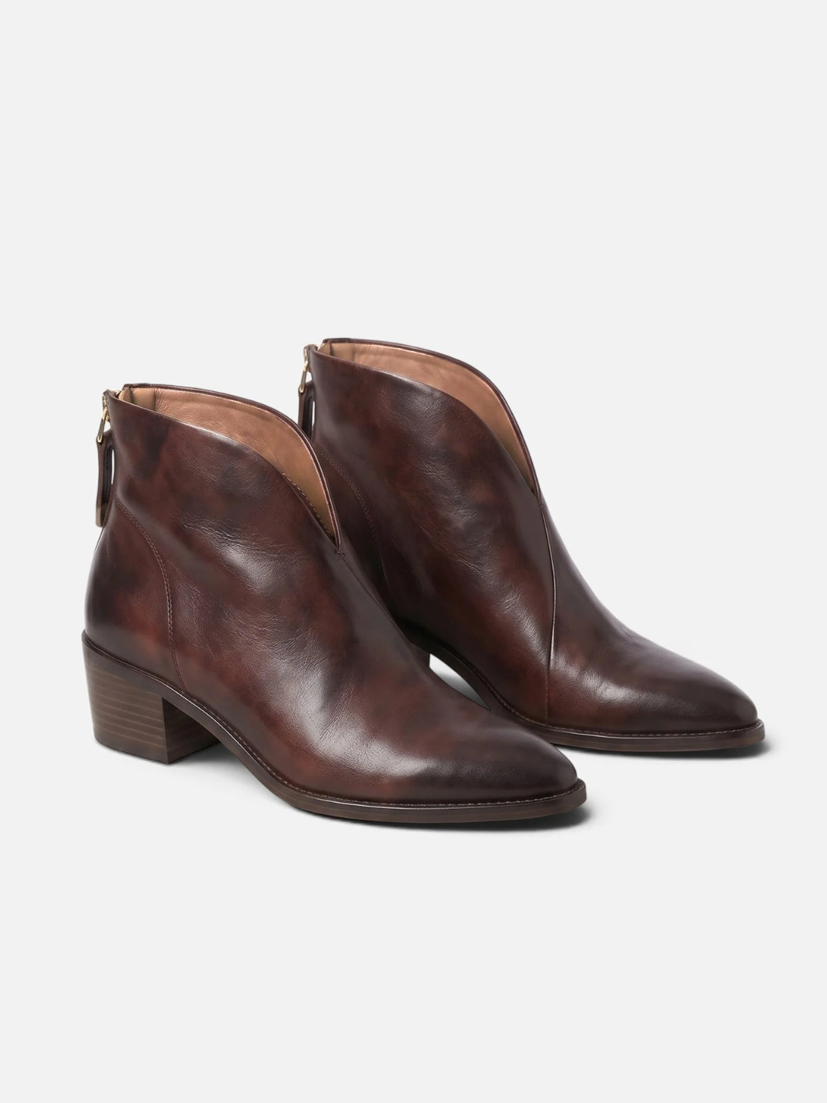 Women's Leather Pointed Toe Ankle Boots