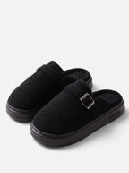 Women's Plush Platform Buckle Slippers