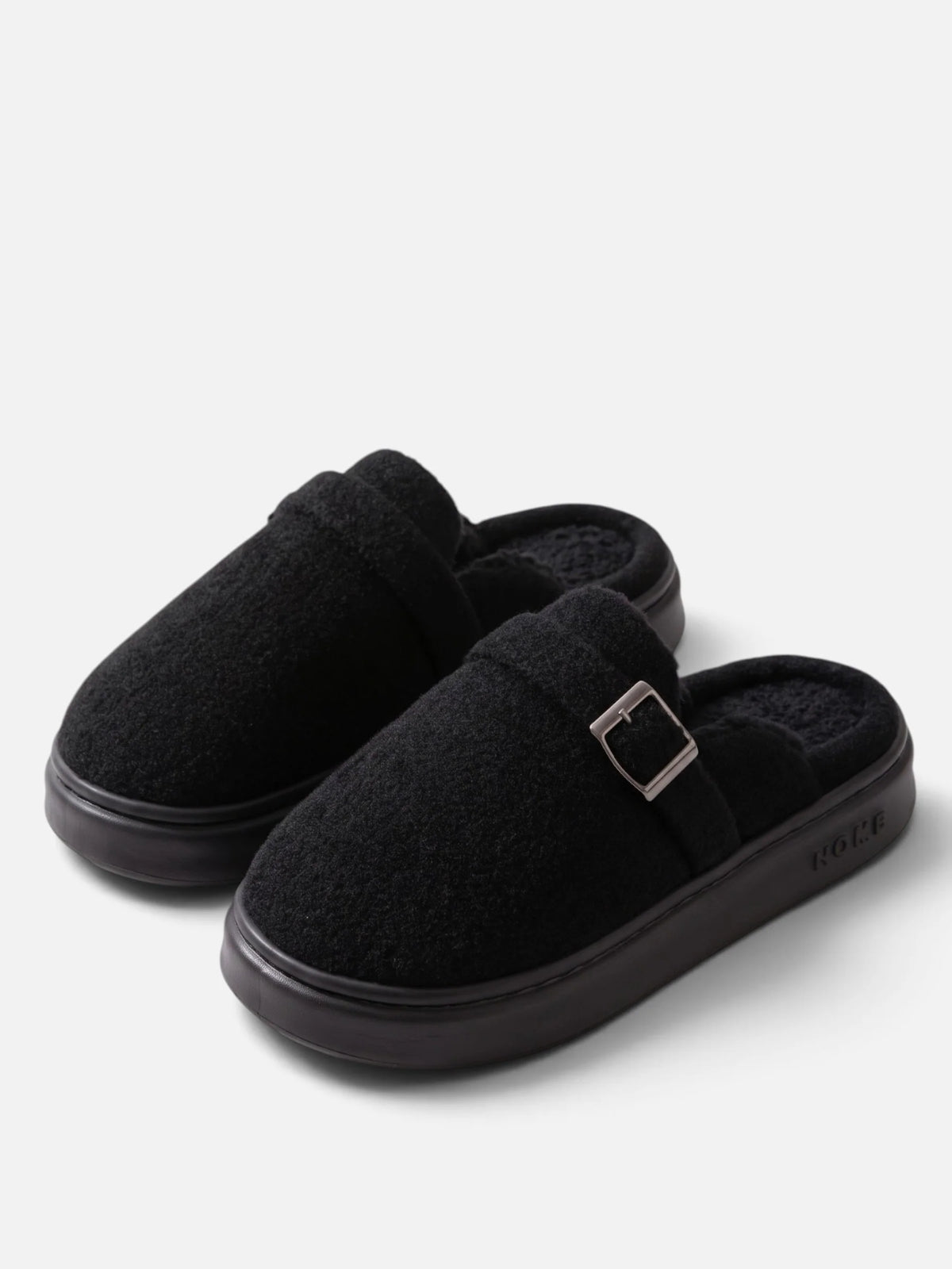 Women's Plush Platform Buckle Slippers