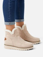 Women's Suede Look Fur Lined Wedge Ankle Boots