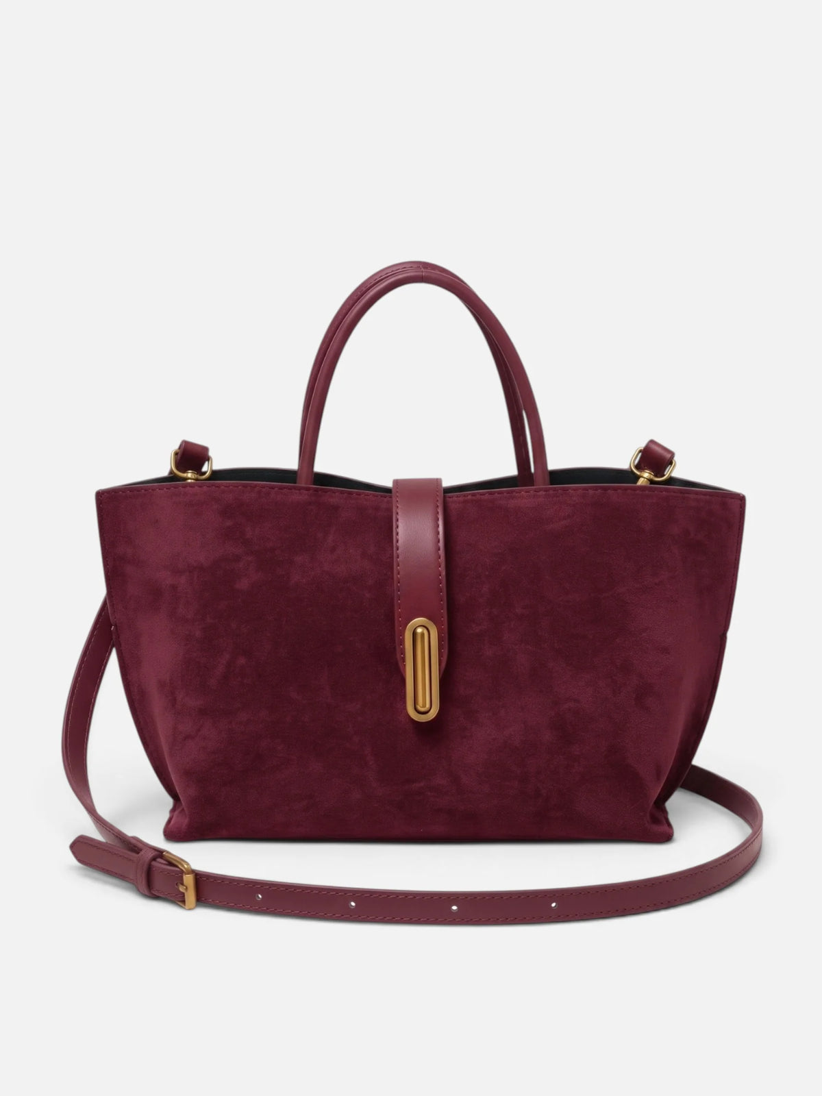 Women's Suede Look Turn-Lock Tote Bag