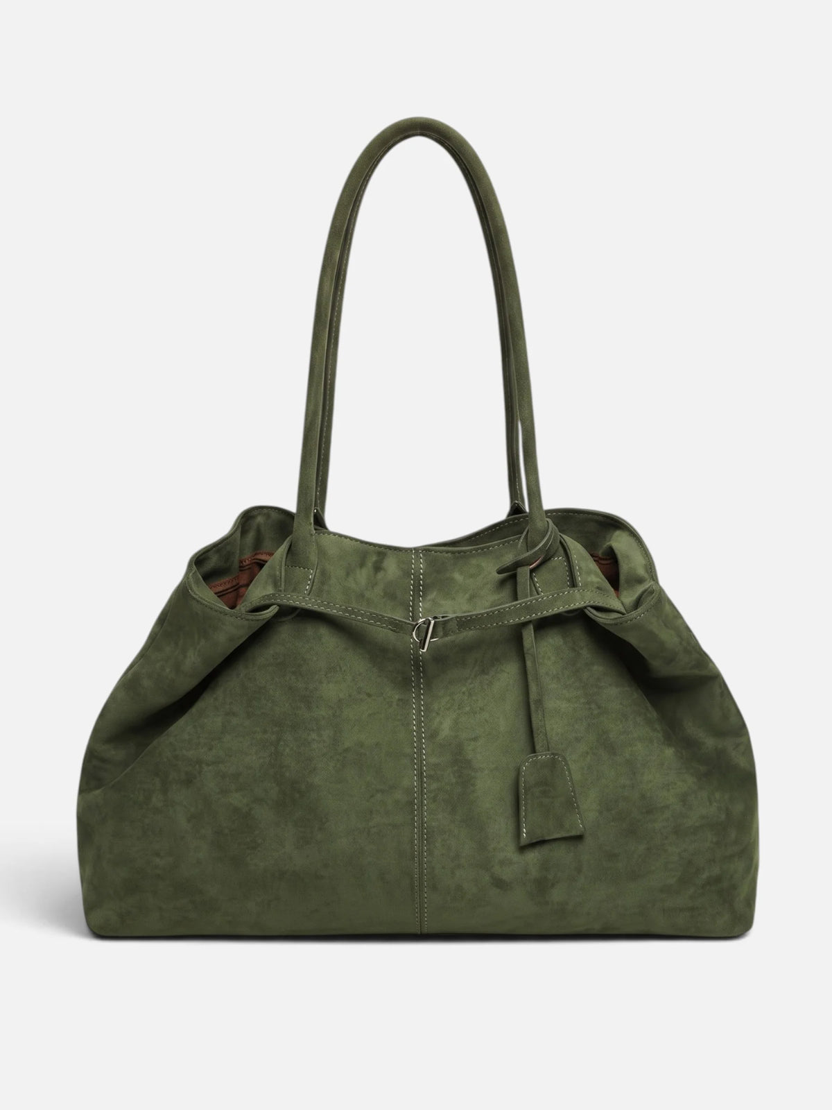 Women's Suede Look Buckle Tote Bag