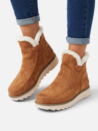 Women's Suede Look Fur Lined Wedge Ankle Boots