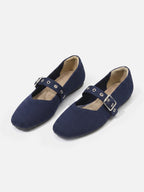 Women's Knit Eyelet Strap Mary Jane Ballet Flats