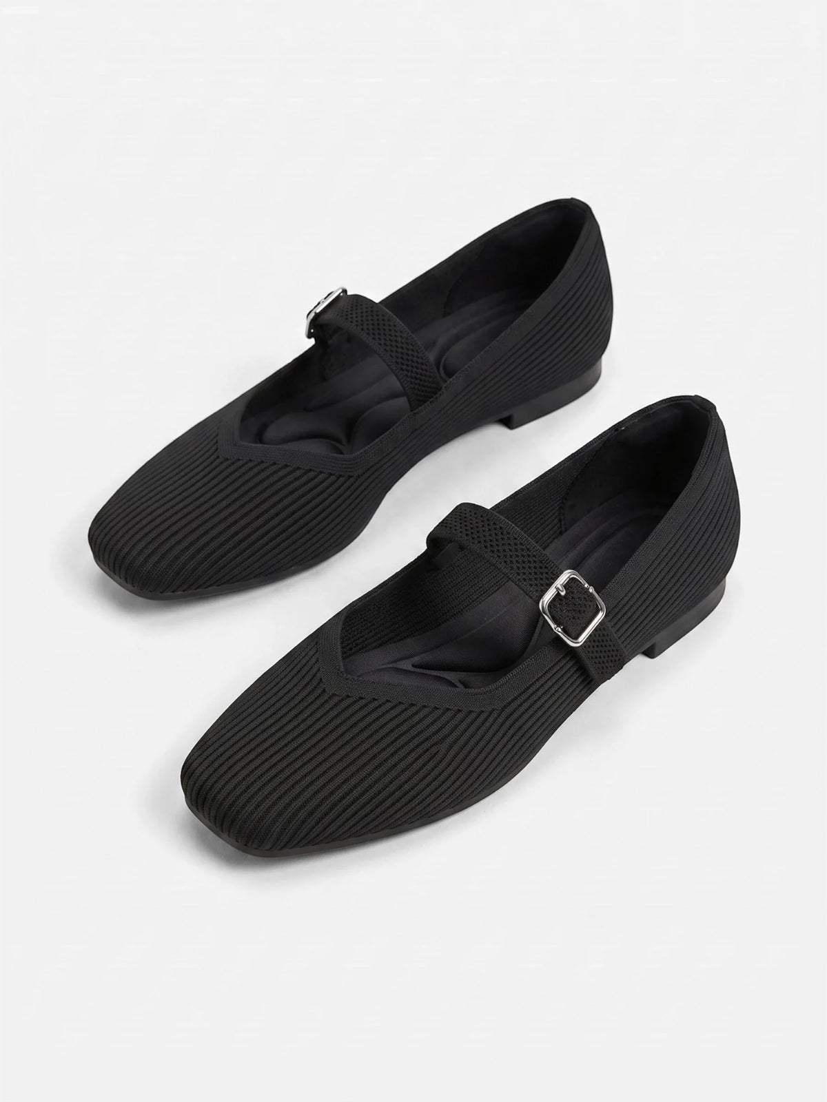 Women's Knit Square Toe Mary Jane Ballet Flats