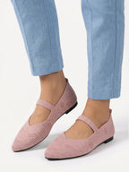 Women's Knit Pointed Toe Mary Jane Ballet Flat
